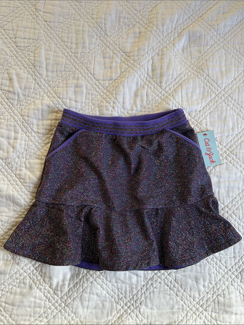 Cat & Jack Purple Glitter Ruffle Skater Skirt